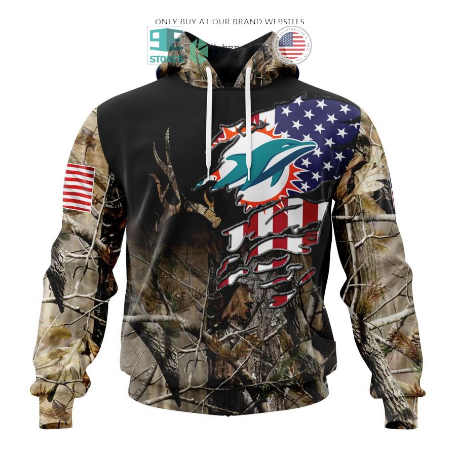 personalized us flag miami dolphins special camo hunting 3d shirt hoodie 1 17355