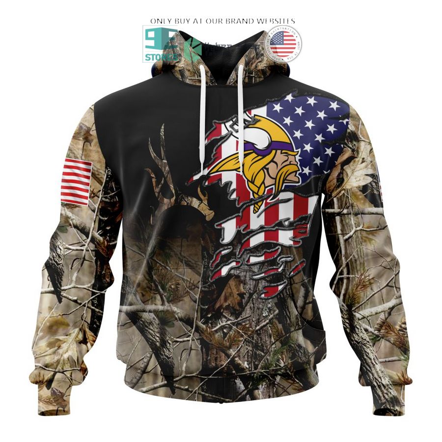 personalized us flag minnesota vikings special camo hunting 3d shirt hoodie 1 21512