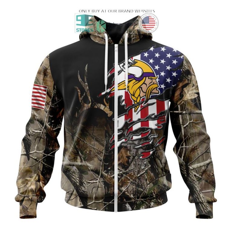 personalized us flag minnesota vikings special camo hunting 3d shirt hoodie 2 59393