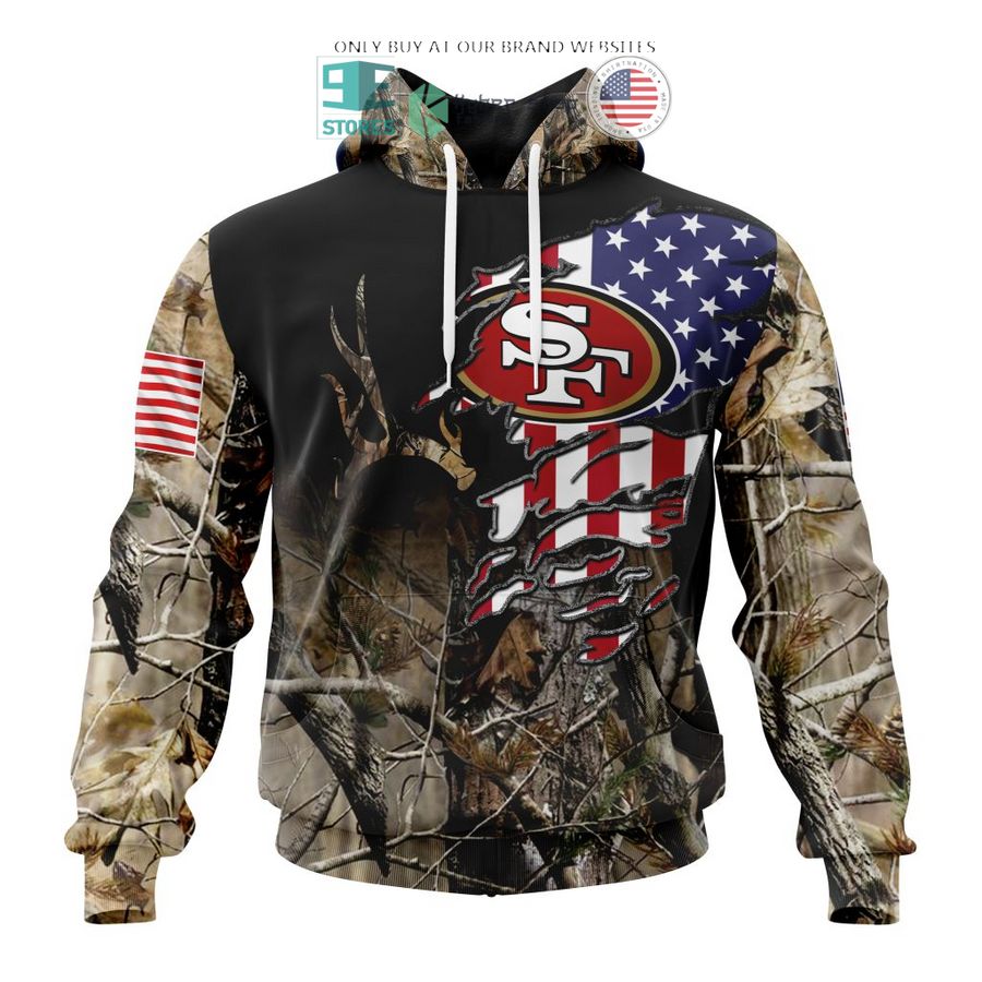 personalized us flag san francisco 49ers special camo hunting 3d shirt hoodie 1 10457