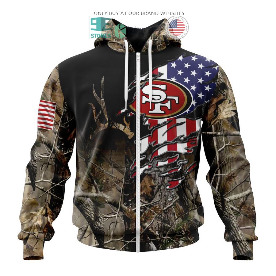 personalized us flag san francisco 49ers special camo hunting 3d shirt hoodie 2 42570
