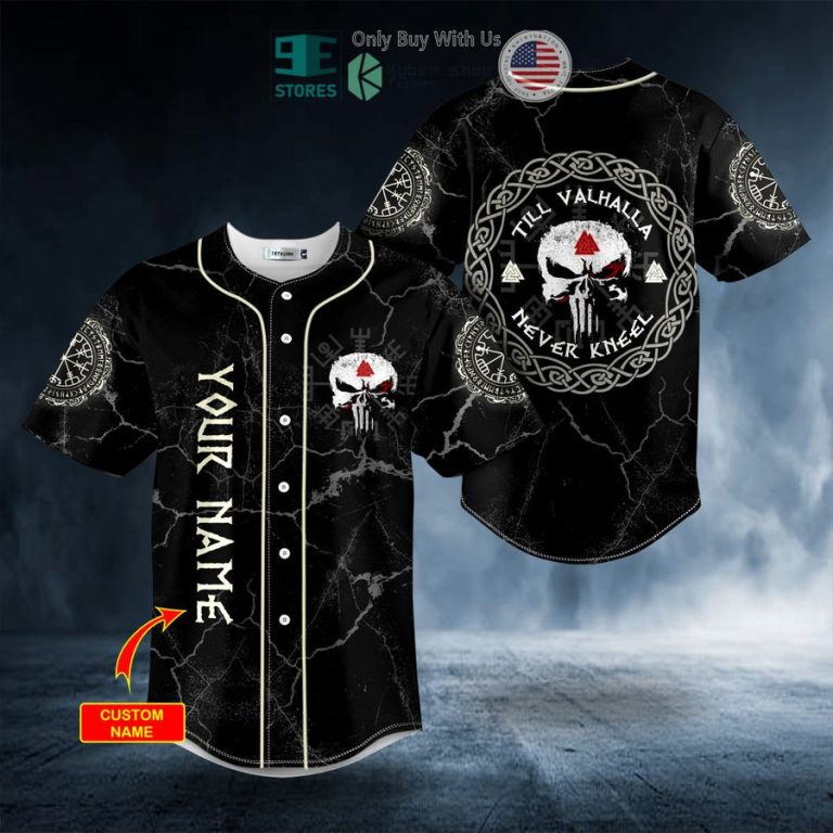 personalized valhalla never kneel punisher skull custom baseball jersey 1 67889