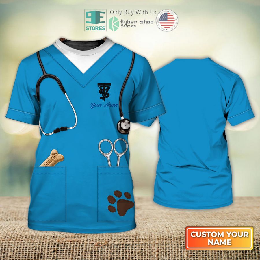 personalized veterinarian animal veterinarian uniform light blue 3d shirt 1 40640
