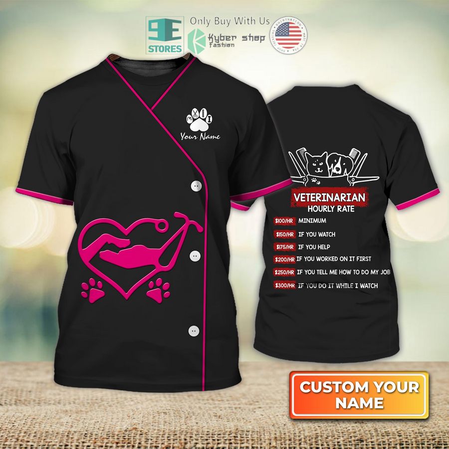 personalized veterinarian hourly rate veterinarian uniform pink 3d shirt 1 63526
