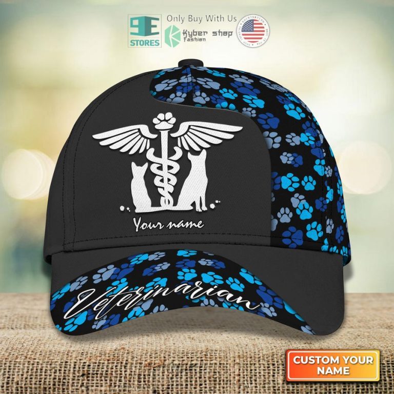 personalized veterinarian paw dog veterinarian uniform blue 3d cap 1 40041