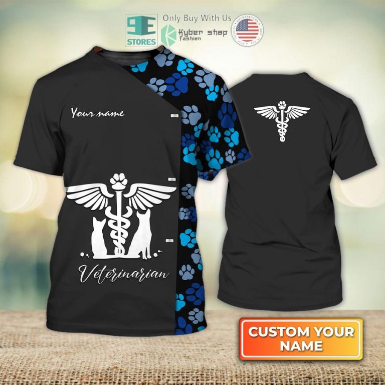 personalized veterinarian paw dog veterinarian uniform blue 3d shirt 1 92793