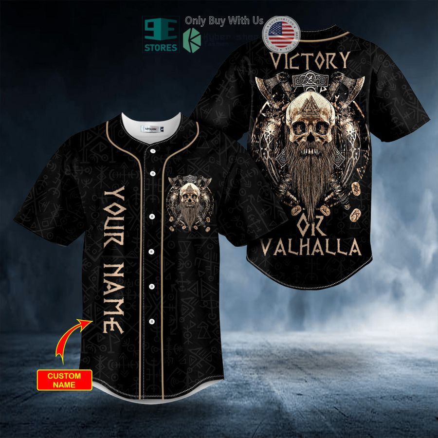 personalized victory or valhalla viking skull custom baseball jersey 1 61273