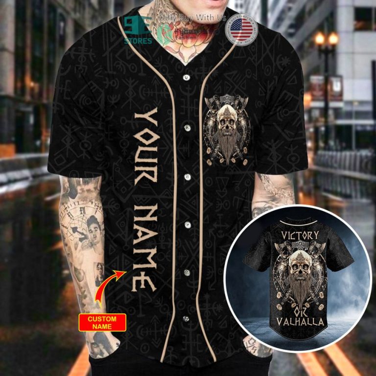 personalized victory or valhalla viking skull custom baseball jersey 2 97789