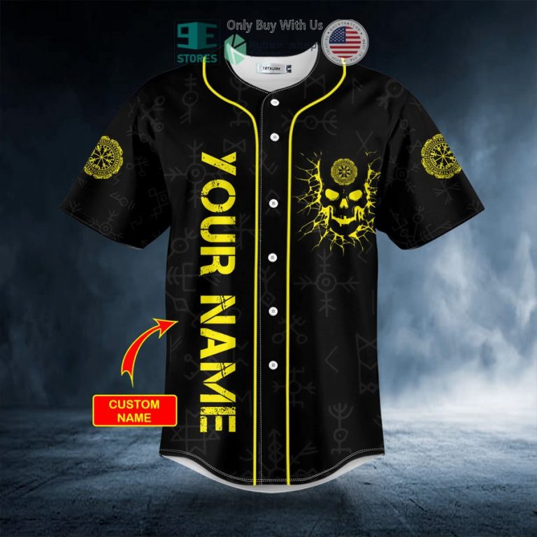 personalized viking compass yellow skull custom baseball jersey 3 95583