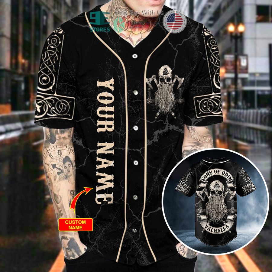 personalized viking son of odin valhalla skull custom baseball jersey 2 59462