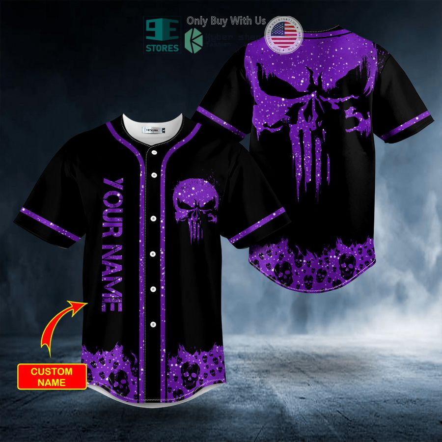 personalized violet punisher skull custom baseball jersey 1 81541