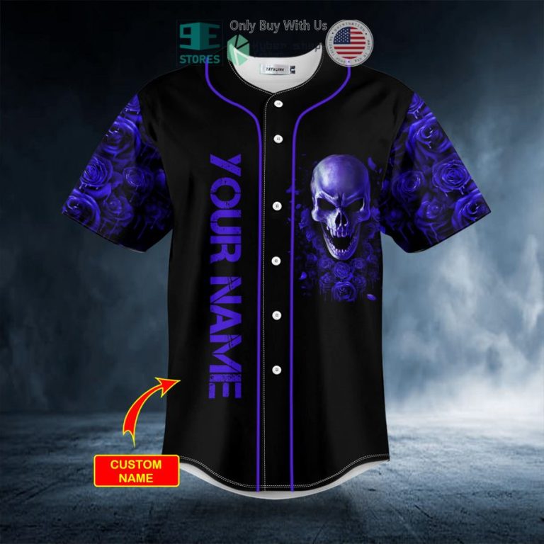 personalized violet roses angry sugar skull custom baseball jersey 3 10641