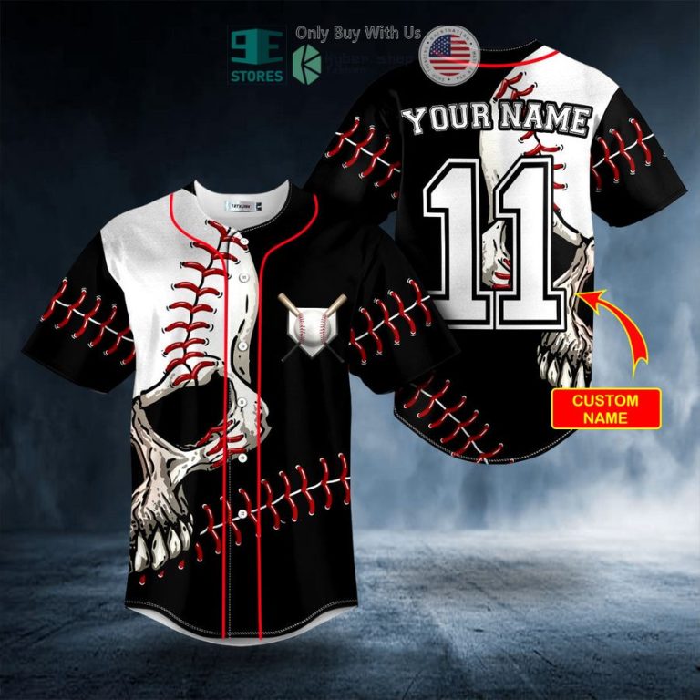 personalized walk off ball n skull custom baseball jersey 1 82161