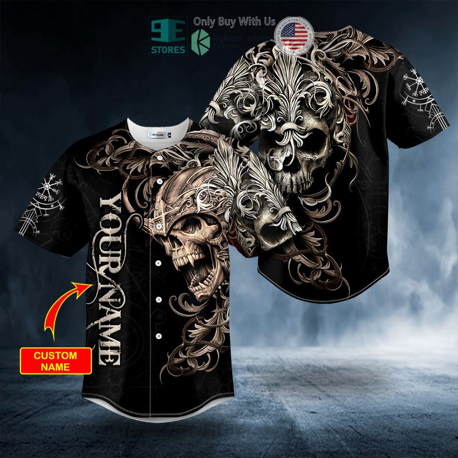 personalized warrior skull king viking custom baseball jersey 1 94682