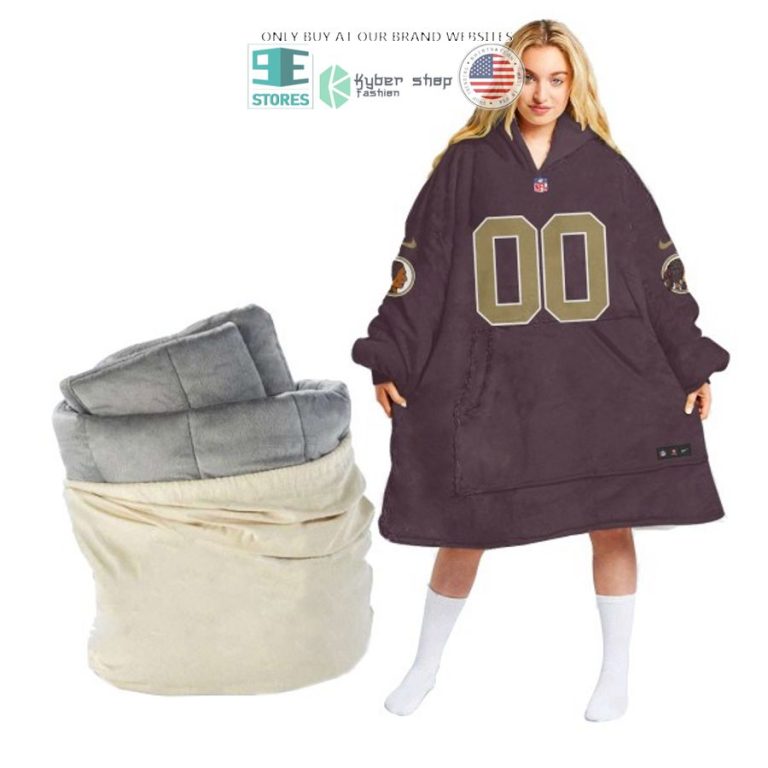 personalized washington commanders logo sherpa hoodie blanket 2 98877