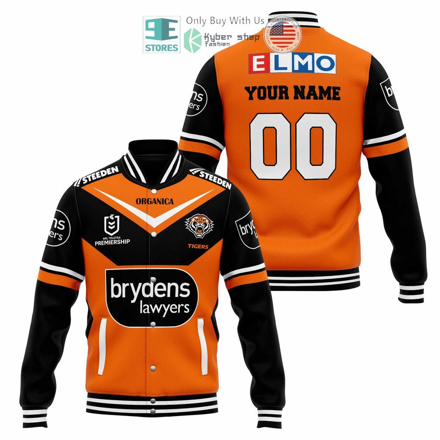 personalized wests tigers brydens lawyers baseball jacket 1 41121