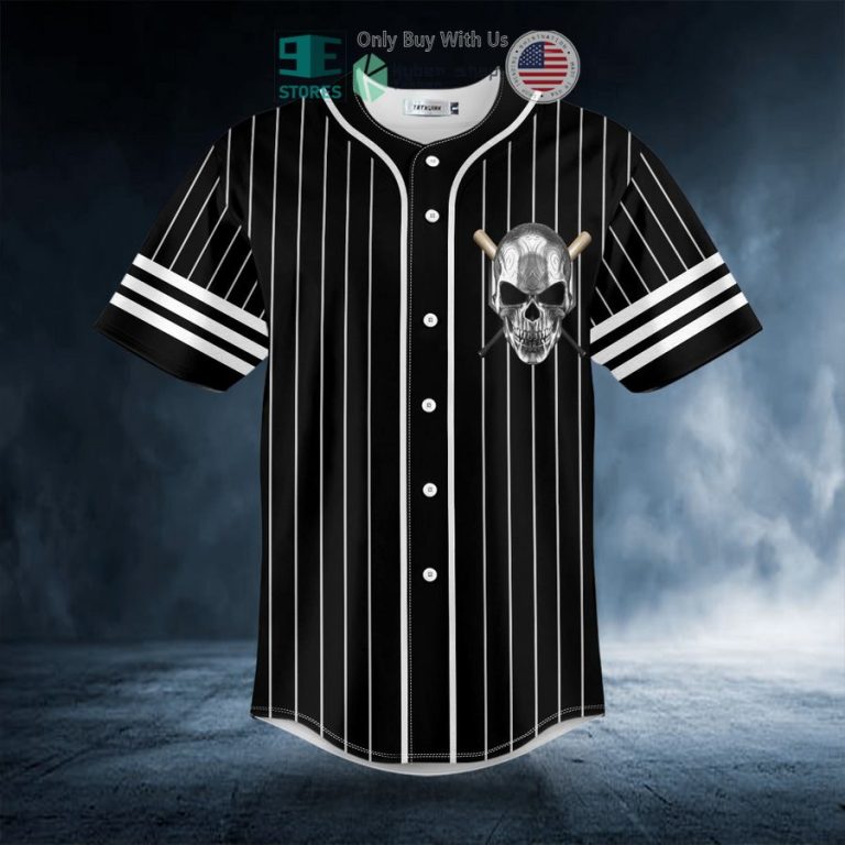 personalized white black stripes no 11 metal skull custom baseball jersey 3 92379