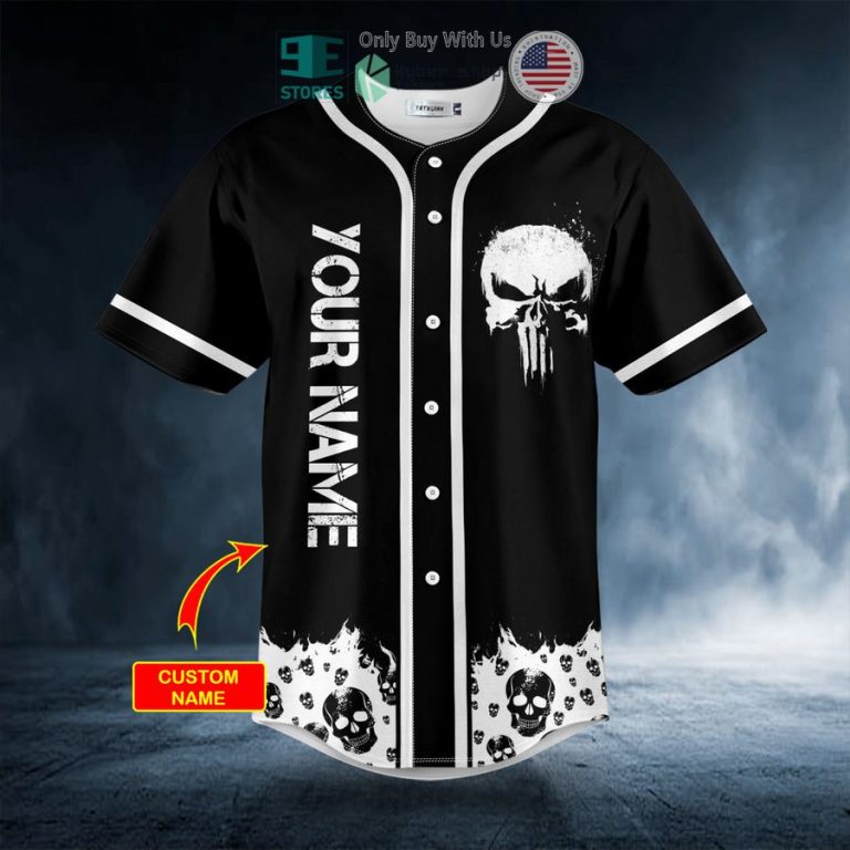 personalized white punisher skull custom baseball jersey 3 50961