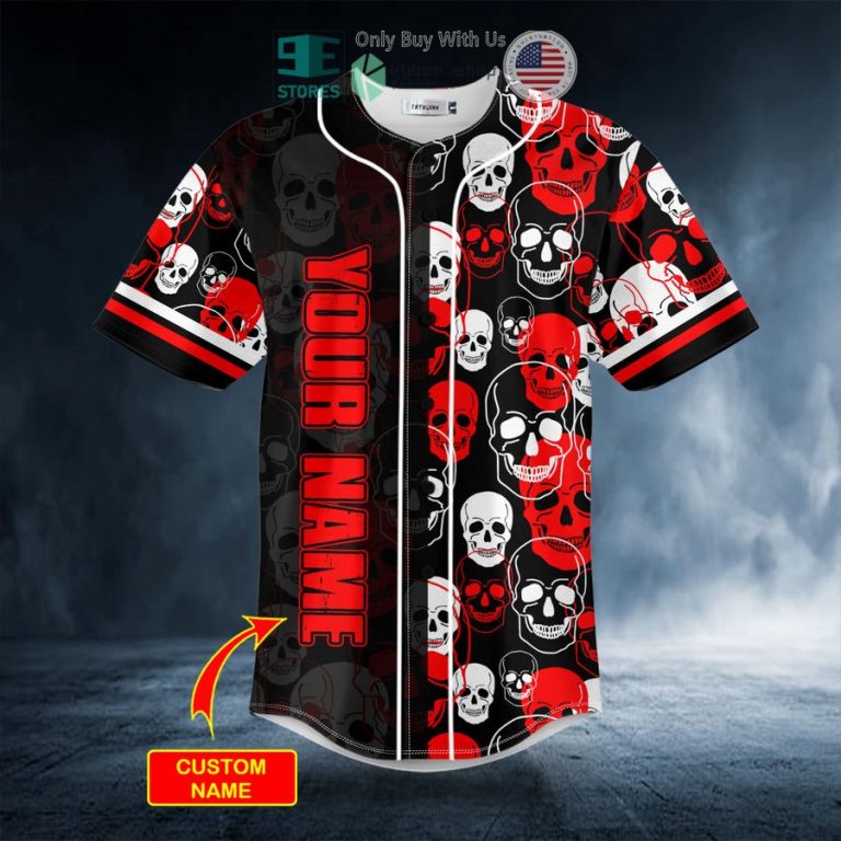 personalized white red ghost skull custom baseball jersey 3 93681