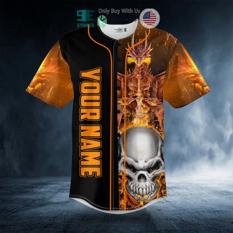 personalized winged dragon n scary fire skull custom baseball jersey 3 39578