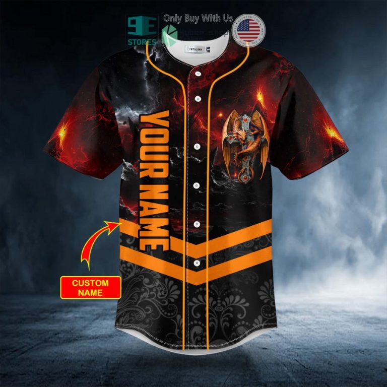 personalized winged dragon on the cross skull custom baseball jersey 3 85532