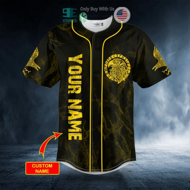 personalized yellow raven viking skull custom baseball jersey 3 16691