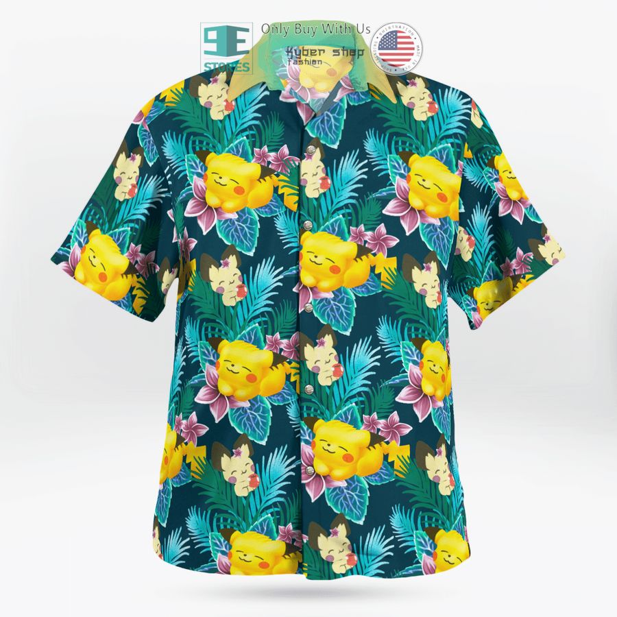 pikachu on summer day hawaiian shirt shorts 1 18460