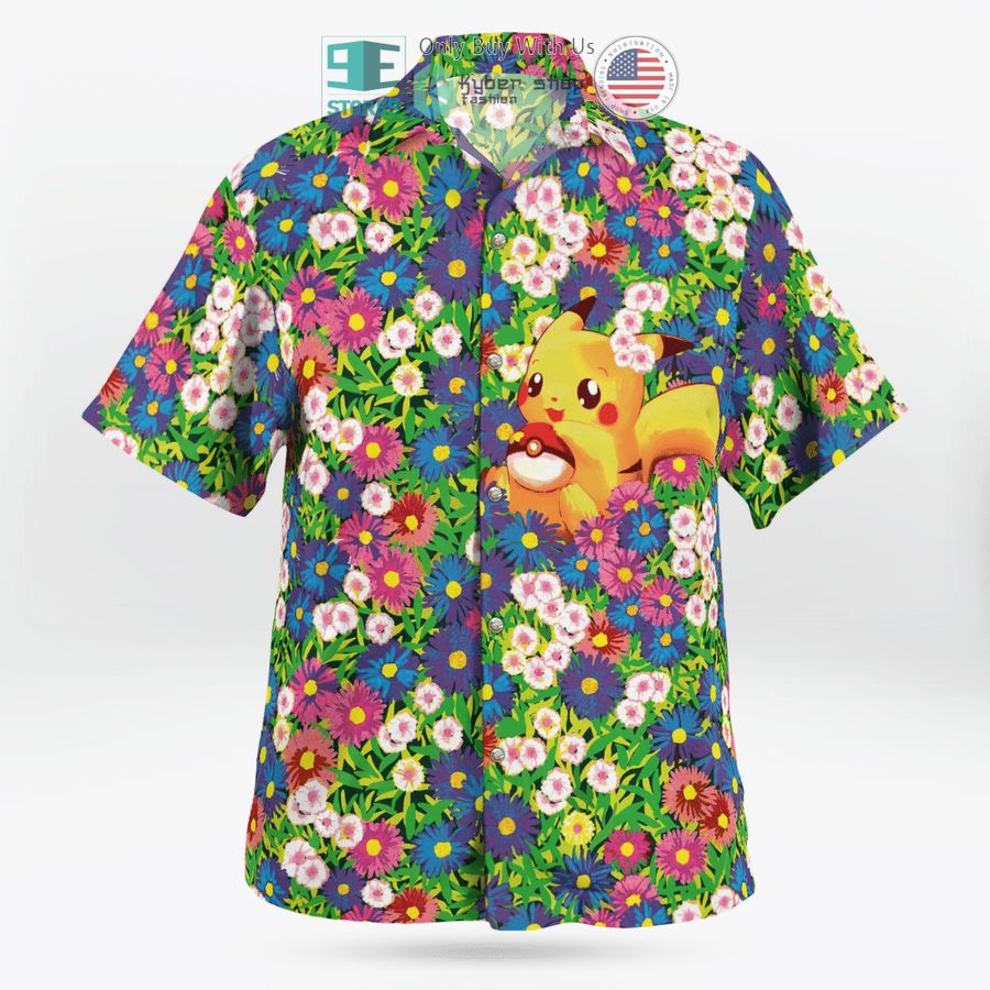 pikachu summer flowers hawaiian shirt shorts 1 6459