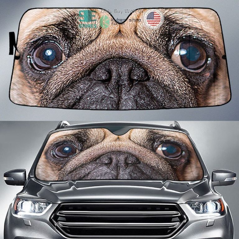 pug eyes car sun shade 1 59104