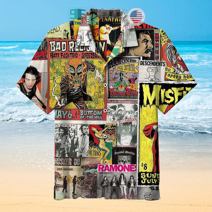 punk rock collage hawaiian shirt 1 3988