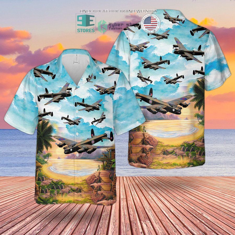 raf historical lancaster bomber hawaiian shirt shorts 1 56837