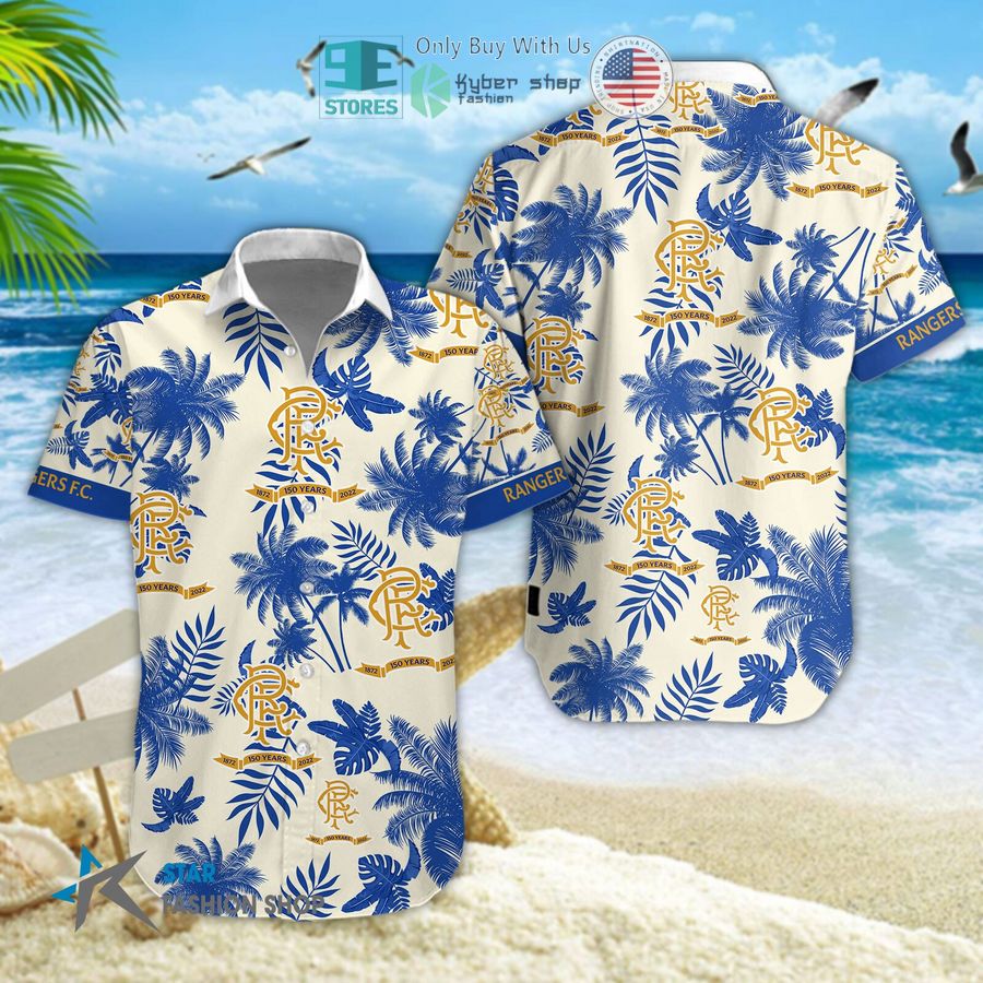 rangers f c logo palm tree hawaiian shirt shorts 1 63819