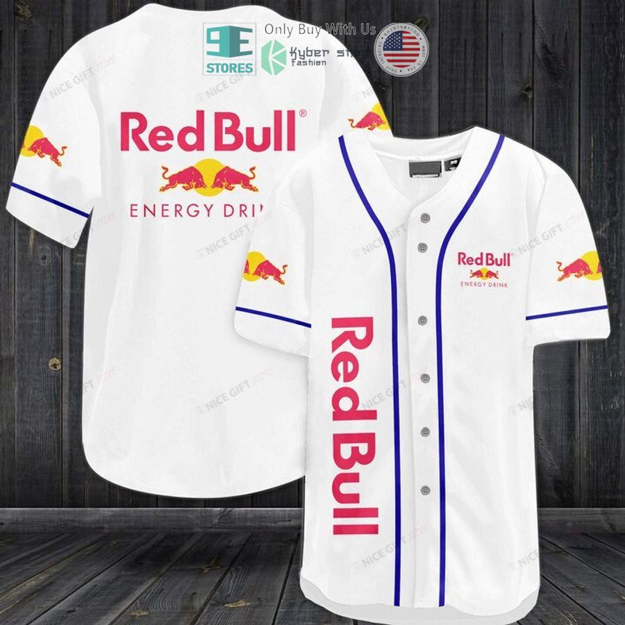 red bull energy drink logo white baseball jersey 1 8307