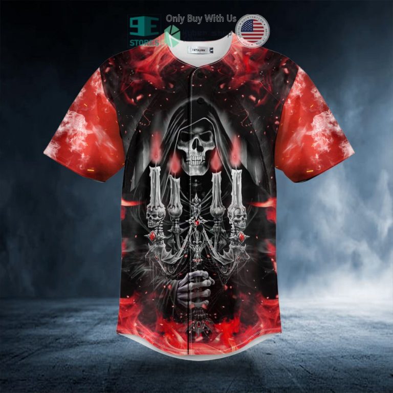 red candelabra candle grim reaper skull baseball jersey 3 28289