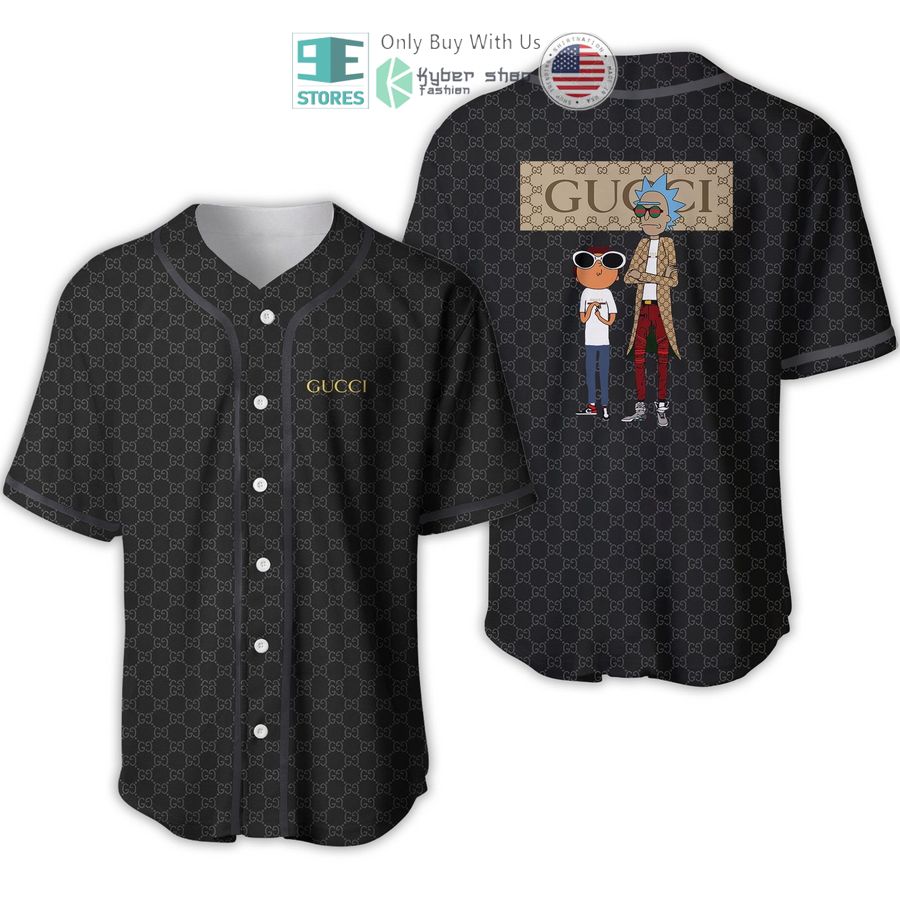 rick and morty gucci black pattern baseball jersey 1 73967
