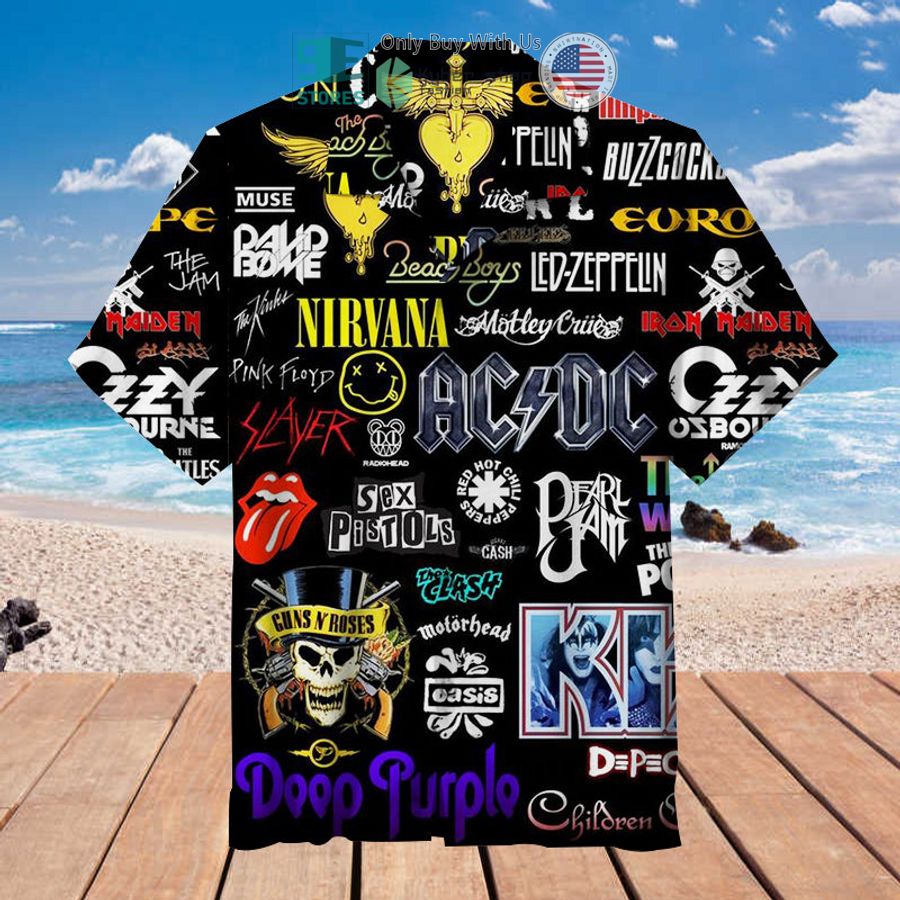 rock band collage black hawaiian shirt 1 73776