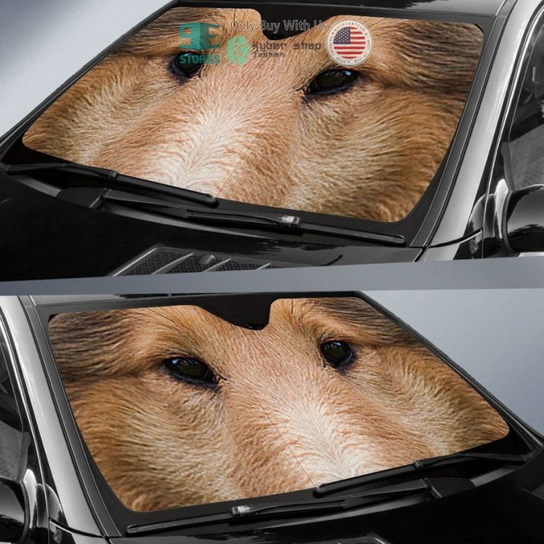 rough collie eyes car sun shade 2 99472