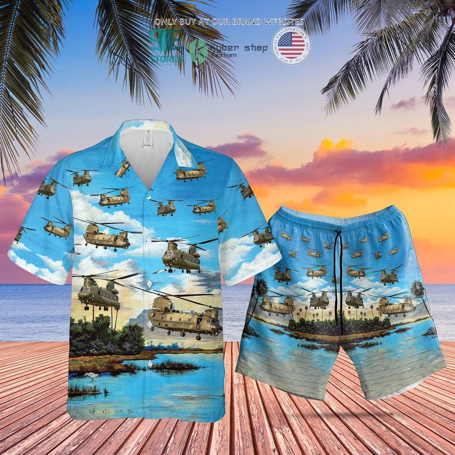 royal air force boeing chinook blue hawaiian shirt shorts 1 8920