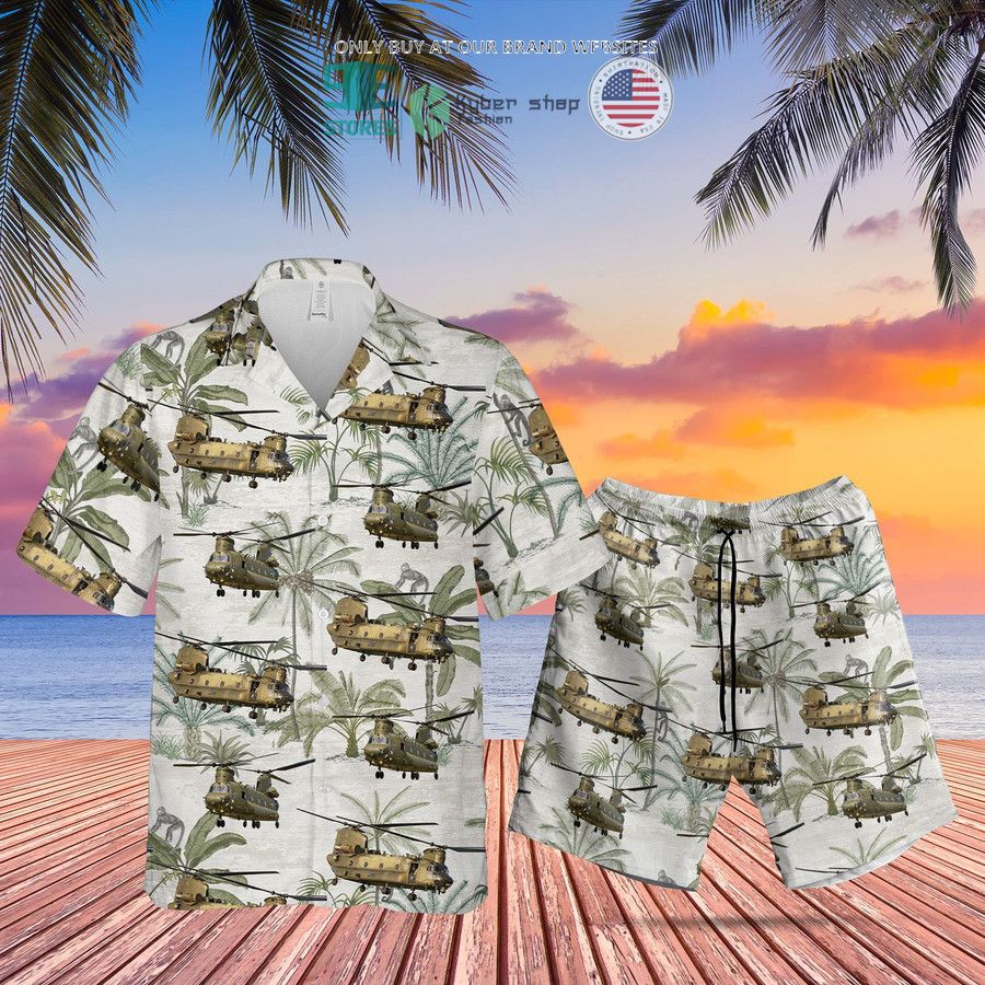 royal air force boeing chinook white hawaiian shirt shorts 1 9557