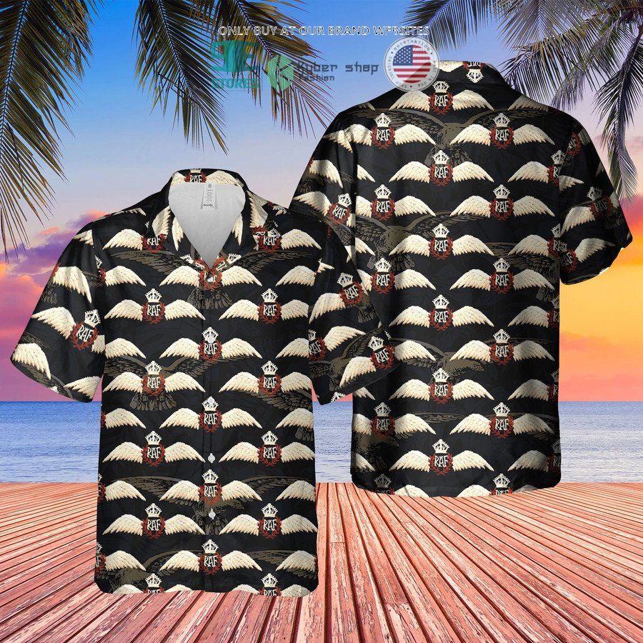 royal air force pilots flying badge hawaiian shirt shorts 2 95398