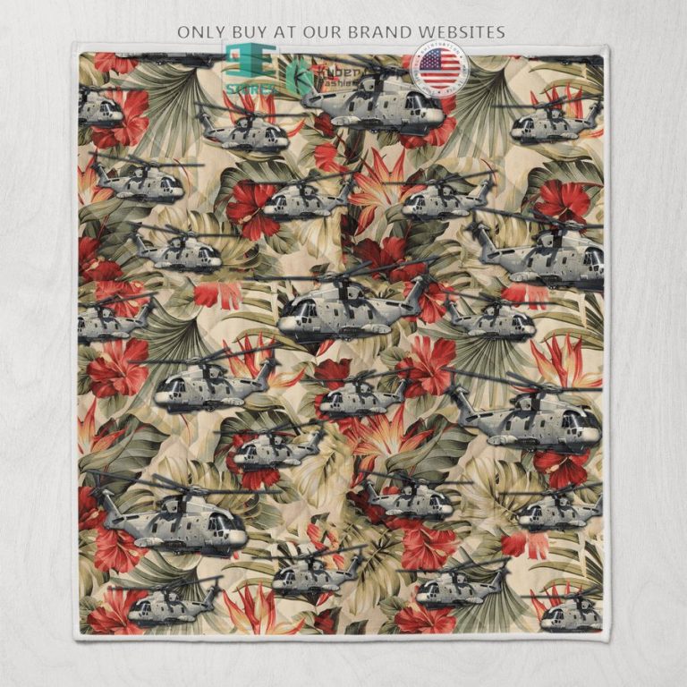 royal navy merlin hm mk2 hibiscus quilt blanket 1 92019