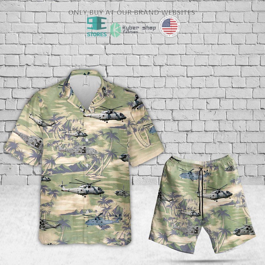royal navy merlin mk2 green hawaiian shirt shorts 1 73006