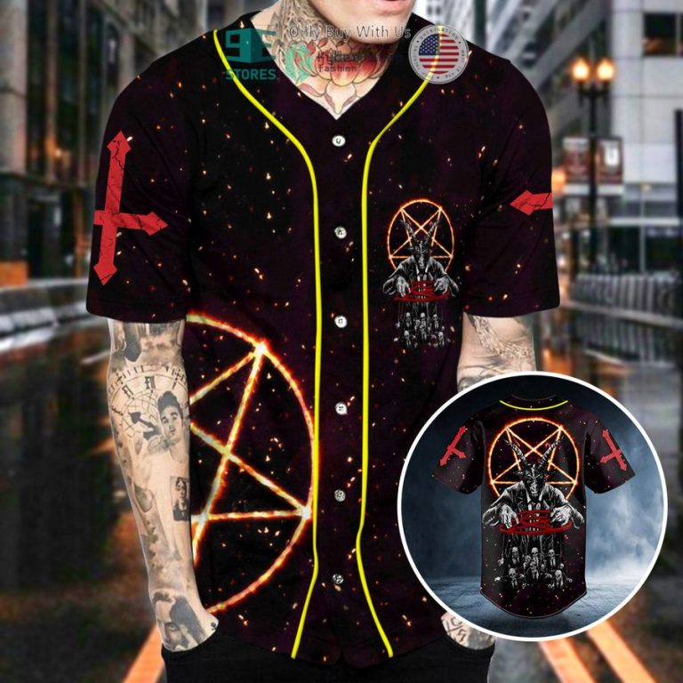 satanic symbol baphomets hunt skull baseball jersey 2 11711