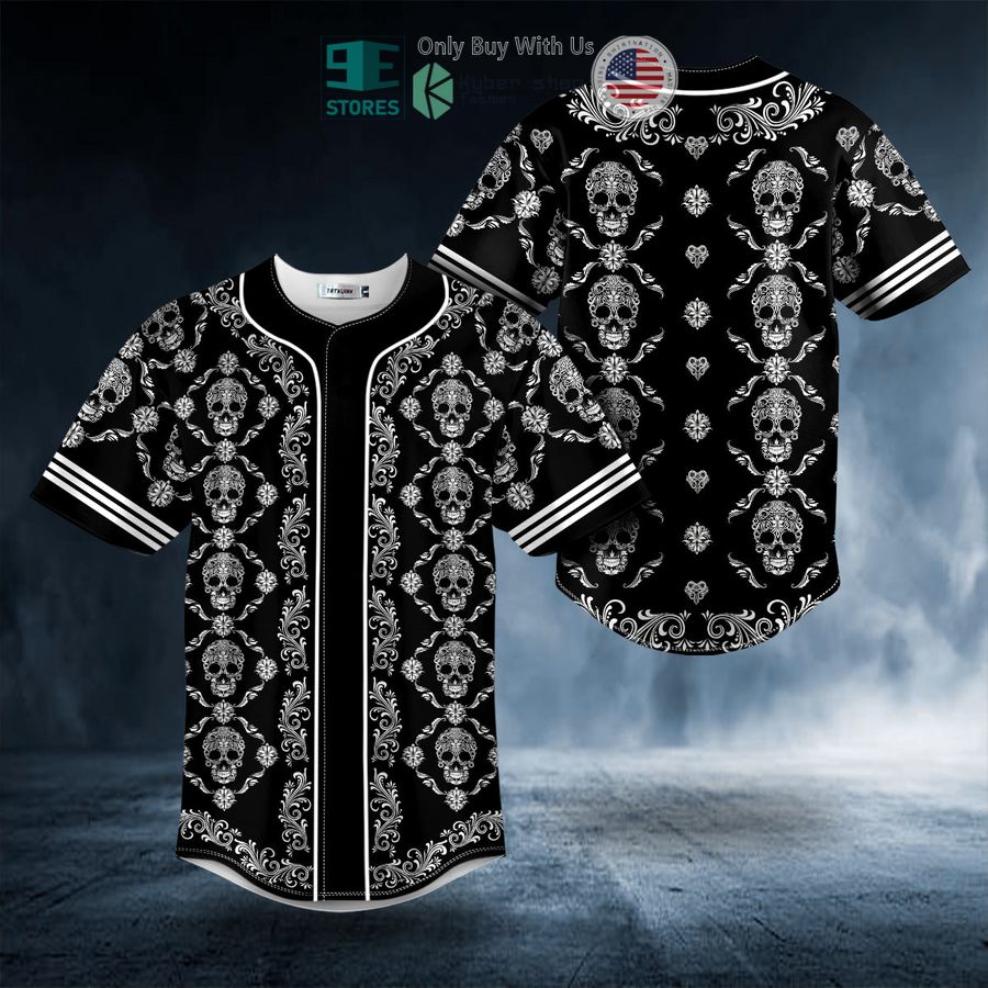 seamless pattern sugar skull baseball jersey 1 66670