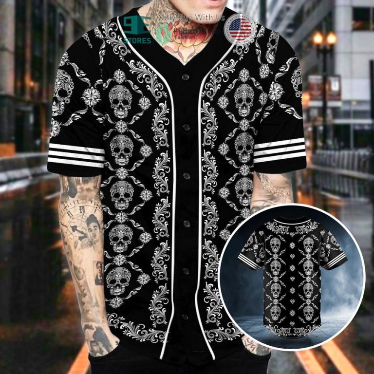 seamless pattern sugar skull baseball jersey 2 71703