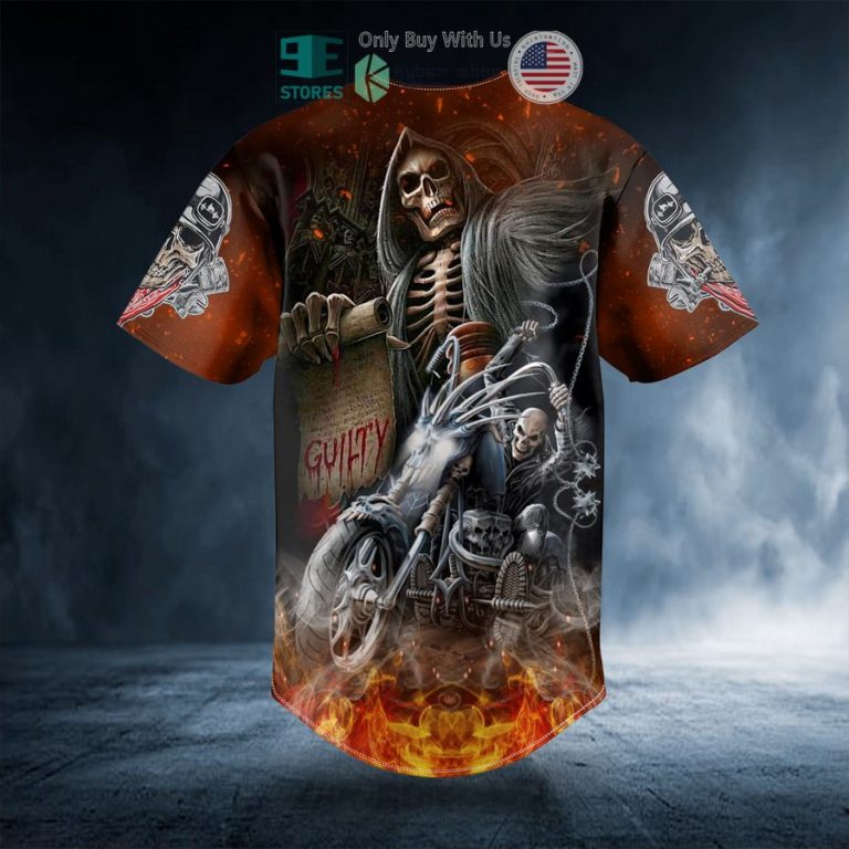 skeleton firer biker guilty skull baseball jersey 3 6332