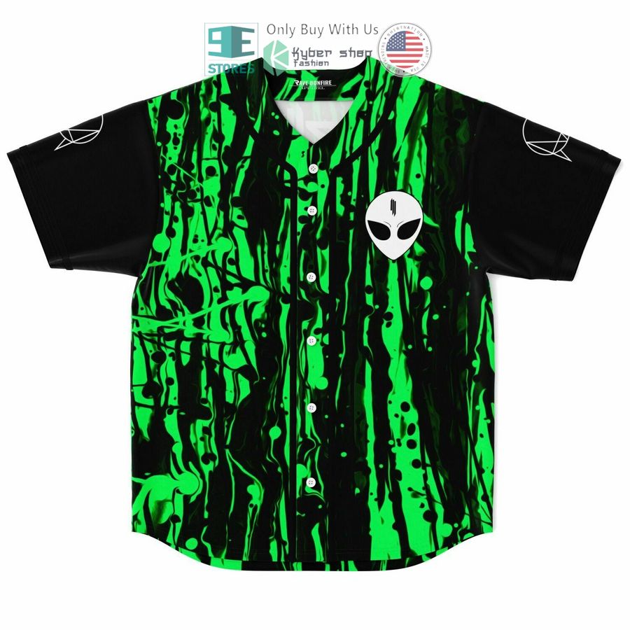skrillex logo black green baseball jersey 1 37906