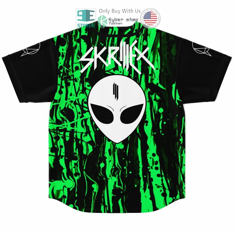 skrillex logo black green baseball jersey 2 97006