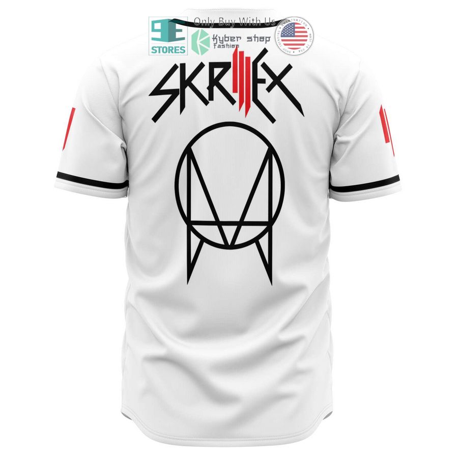 skrillex logo white baseball jersey 2 95624