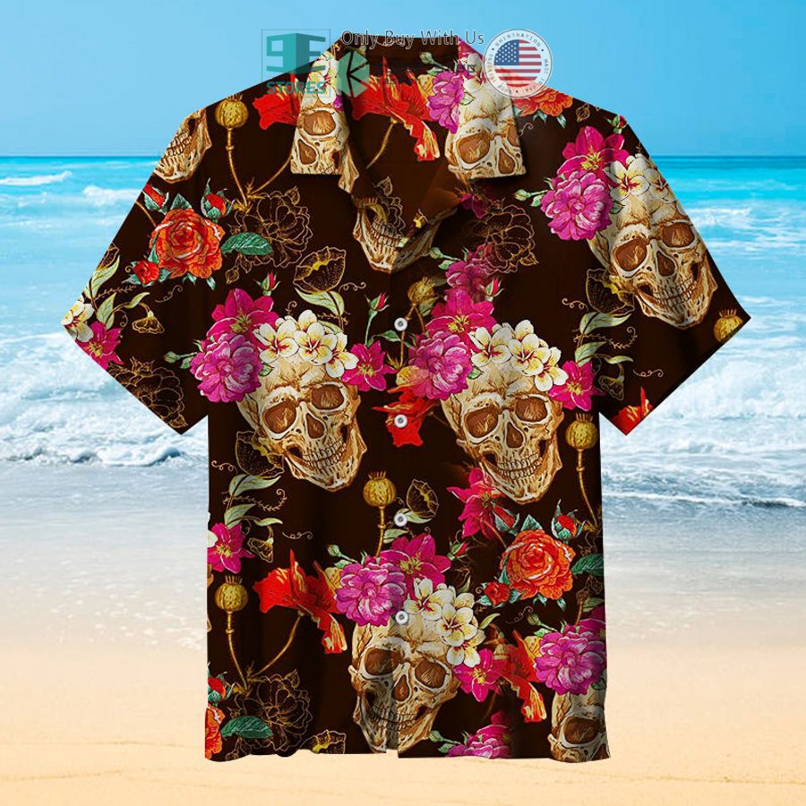 skull and flowers hawaiian shirt 1 69123